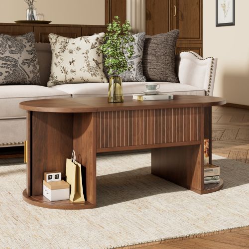 Table Basse à Hauteur Réglable-idéale Pour Le Salon-portes Coulissantes-noyer