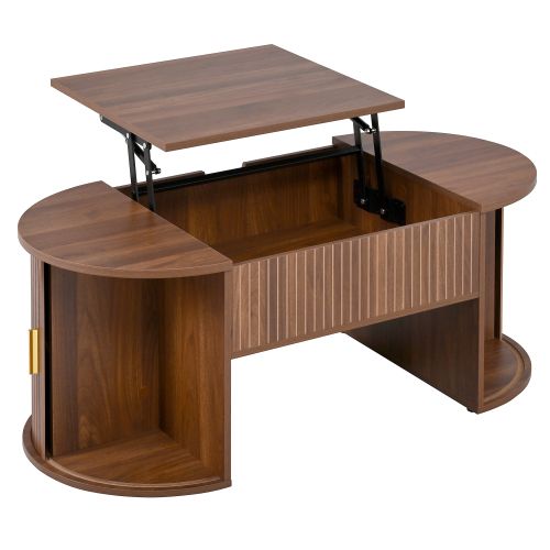 Table Basse à Hauteur Réglable-idéale Pour Le Salon-portes Coulissantes-noyer