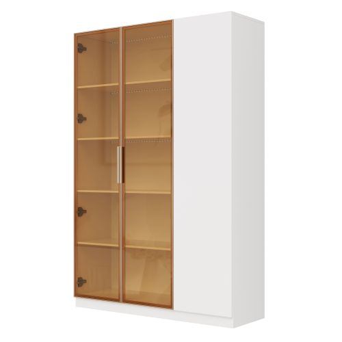 Vitrine Vitrée De 165cm-trois Portes Avec Éclairage LED-sécurité-dispositif Anti-basculement-blanc