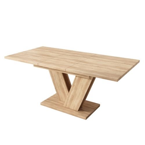 Table à Manger Extensible 140-180cm-pieds En V-pour 4 à 6 Personnes-structure Robuste 60kg-chêne