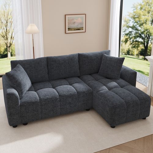 Canapé Angle Fixe 3 Places En Forme De L Gris