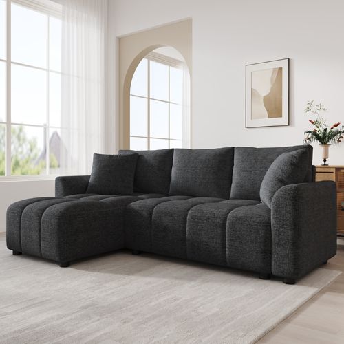 Canapé Angle Fixe 3 Places En Forme De L Gris