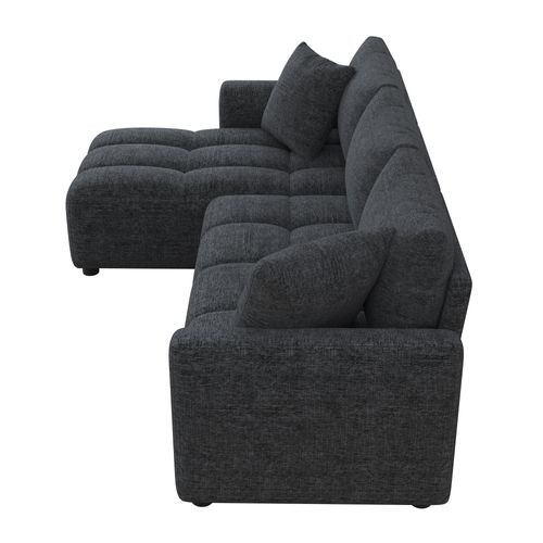 Canapé Angle Fixe 3 Places En Forme De L Gris