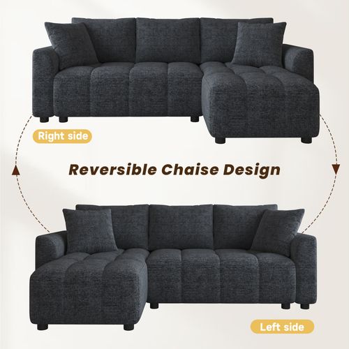 Canapé Angle Fixe 3 Places En Forme De L Gris