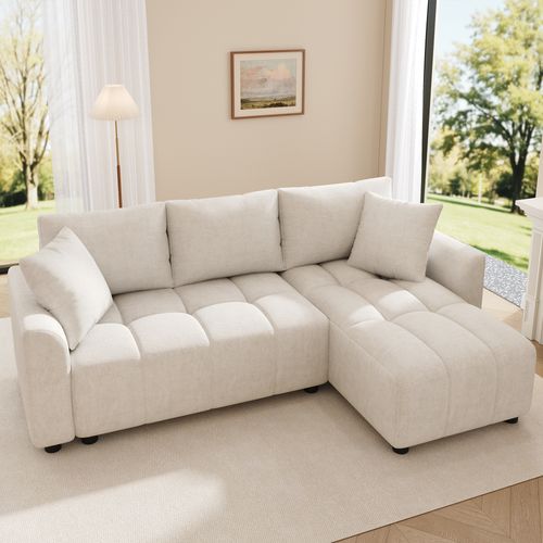 Canapé Angle Fixe 3 Places En Forme De L Beige