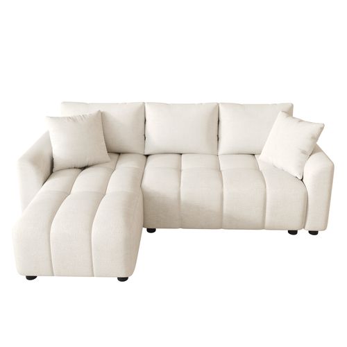 Canapé Angle Fixe 3 Places En Forme De L Beige