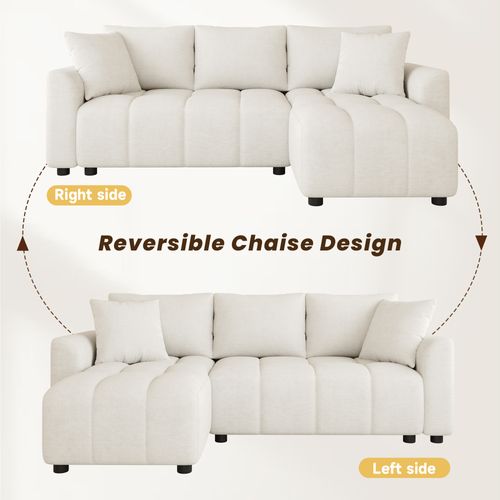 Canapé Angle Fixe 3 Places En Forme De L Beige