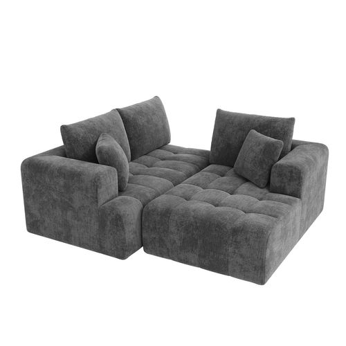 Canapé angle fixe 4 Places En Forme De L Librement Combinables Gris