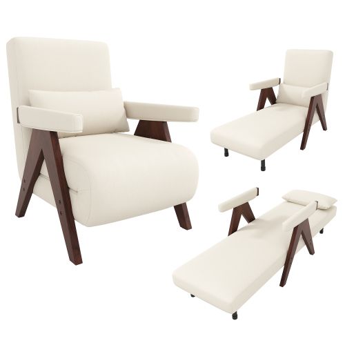 Fauteuil Convertible 3 En 1-canapé-lit-siège Rembourré-fauteuil Lounge-chaise Pliante-brun