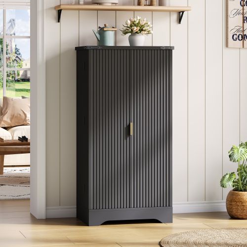 Meuble De Cuisine 120x60.5x40cm-led-buffet De Cuisine Avec Étagères Réglables-en Bois-noir