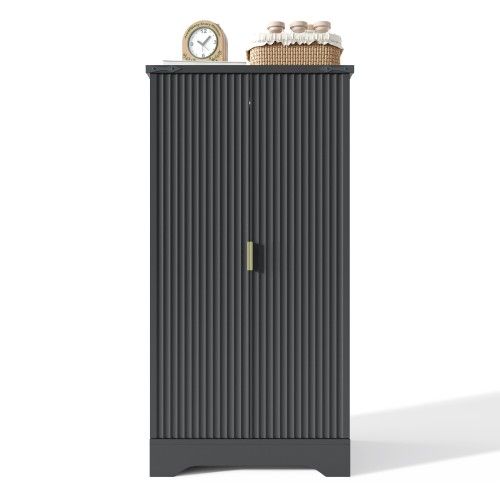 Meuble De Cuisine 120x60.5x40cm-led-buffet De Cuisine Avec Étagères Réglables-en Bois-noir