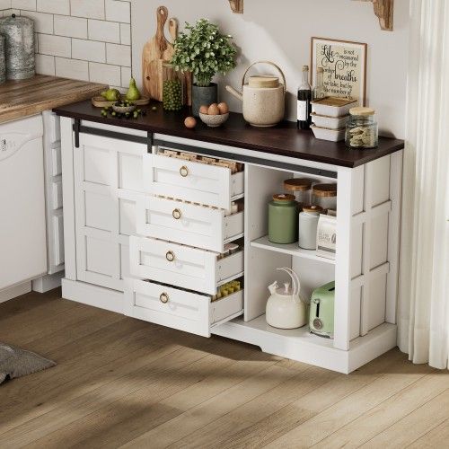 Buffet De 150 X 40 X 85 Cm-meuble De Cuisine Avec Étagères Réglables-en Bois-noir