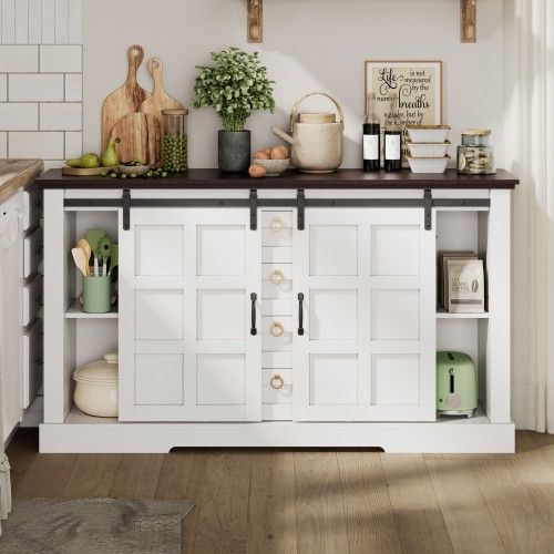 Buffet De 150 X 40 X 85 Cm-meuble De Cuisine Avec Étagères Réglables-en Bois-noir