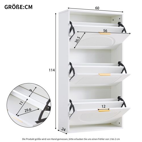 Meuble à Chaussures Étroit à 3 Portes-armoire à Chaussures-ultra-étroit 24cm-blanc
