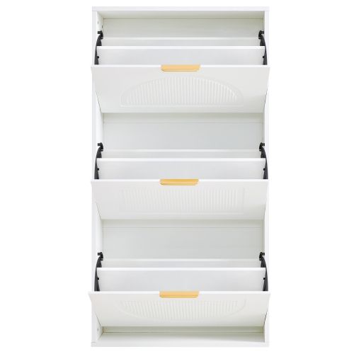 Meuble à Chaussures Étroit à 3 Portes-armoire à Chaussures-ultra-étroit 24cm-blanc