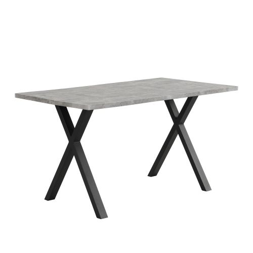 Table à Manger Rectangulaire-table à Pieds Croisés-en Fer Forgé-130kg De Charge-gris Et Noir