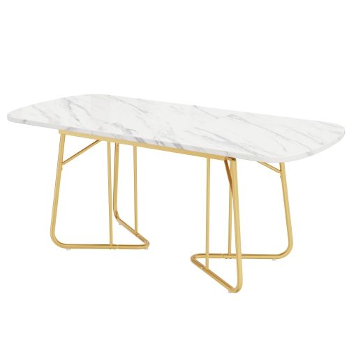 Table à Manger Extensible-table 140/180 X 80 Cm-idéale Pour 4 à 6 Personnes-en Marbre-blanc