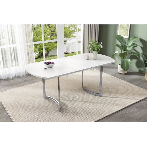 Table à Manger Extensible-table 140/180 X 80 Cm-idéale Pour 4 à 6 Personnes-blanc