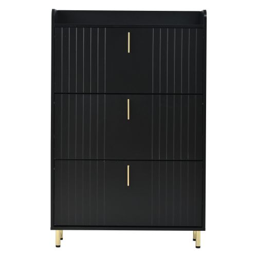 Meuble à Chaussures-ultra-fin (23.5 Cm)-avec Dispositif Anti-basculement Pour L'entrée-noir