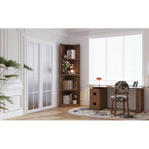 Vitrine 180cm-étagère D'angle-charge 15 Kg/étagère-anti-bascule-noyer