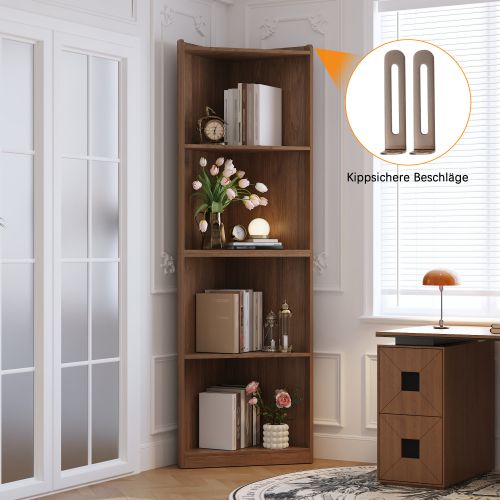 Vitrine 180cm-étagère D'angle-charge 15 Kg/étagère-anti-bascule-noyer