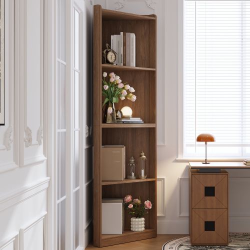 Vitrine 180cm-étagère D'angle-charge 15 Kg/étagère-anti-bascule-noyer