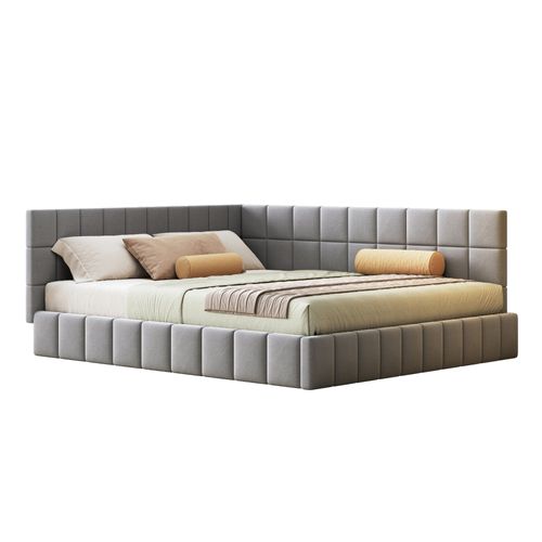 Lit 160 X 200cm Velours Gris