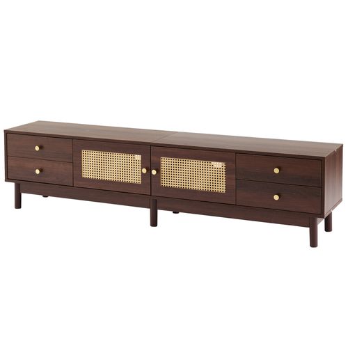 Meuble TV L.180cm Avec 2 Portes Et 4 Tiroirs Marron