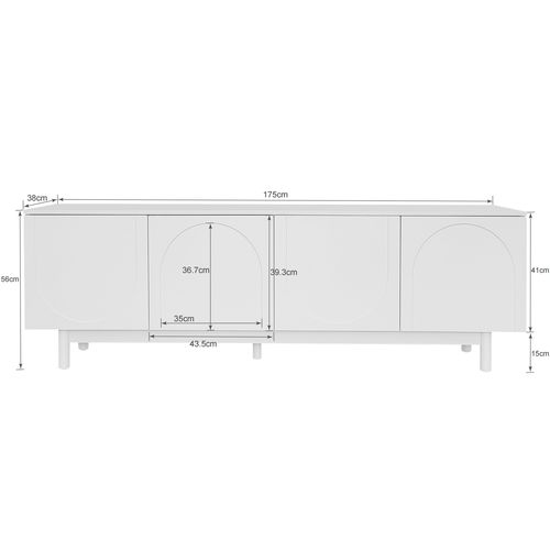 Meuble TV L.175cm Avec 4 Portes Blanc
