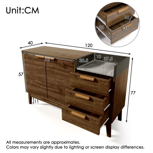Buffet Avec 3 Tiroirs Et 2 Portes Marron
