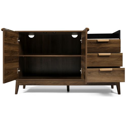 Buffet Avec 3 Tiroirs Et 2 Portes Marron