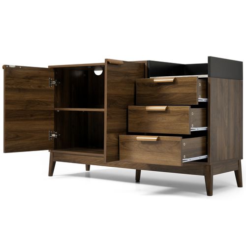 Buffet Avec 3 Tiroirs Et 2 Portes Marron