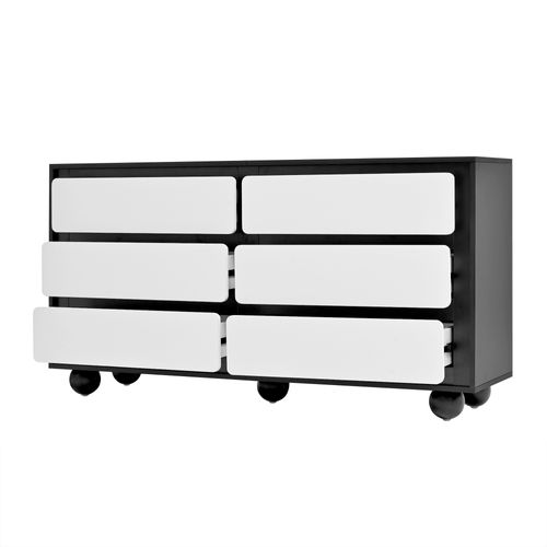 Commode Avec 6 Tiroirs Blanc Et Noir
