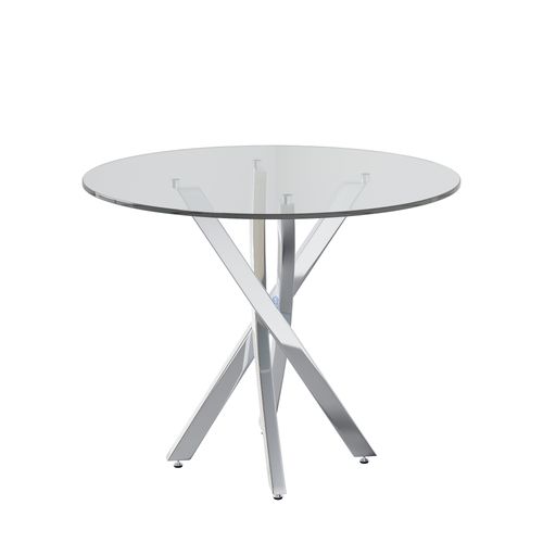 Table à Manger Ronde Avec Plateau En Verre 80 X 80 X 75cm