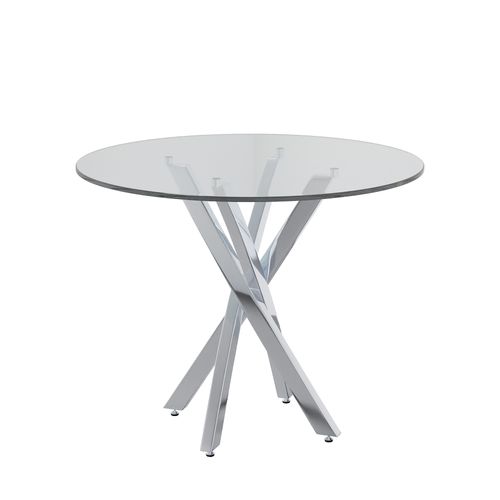 Table à Manger Ronde Avec Plateau En Verre 80 X 80 X 75cm