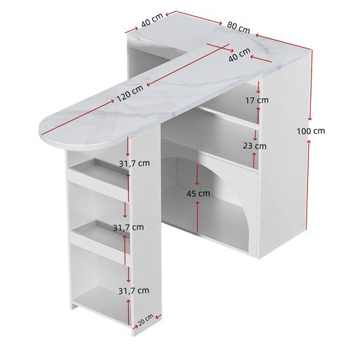 Bureau Angle Avec Un Bureau Rétractable Rotatif à 360° Et Un Support De Stockage Multicouche Blanc