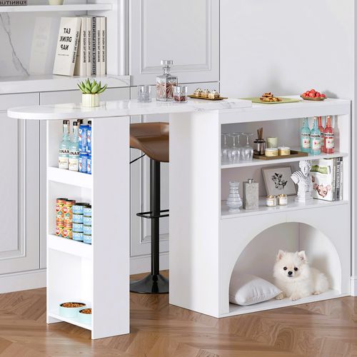 Bureau Angle Avec Un Bureau Rétractable Rotatif à 360° Et Un Support De Stockage Multicouche Blanc