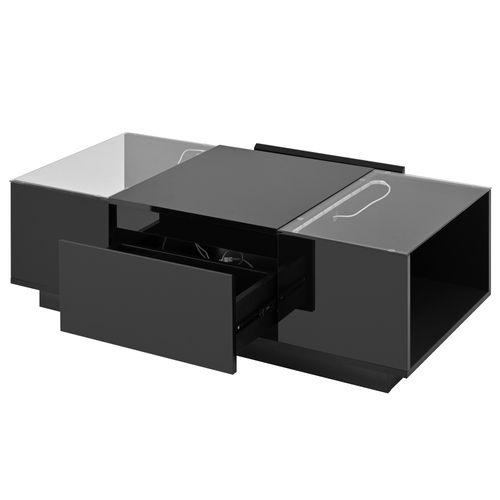 Table Basse Avec 2 Tiroirs Et LED Noir