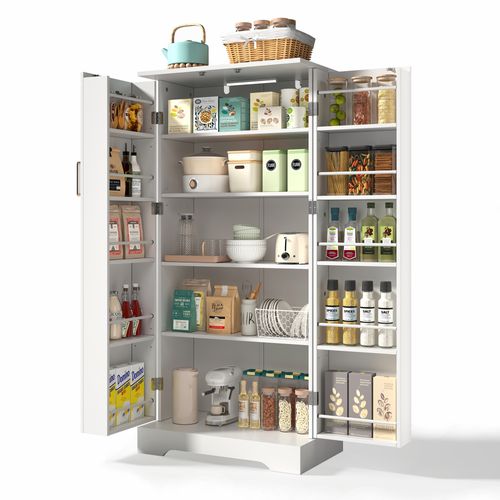 Buffet De Cuisine Avec LED Et 2 Portes Blanc