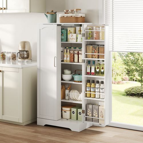 Buffet De Cuisine Avec LED Et 2 Portes Blanc