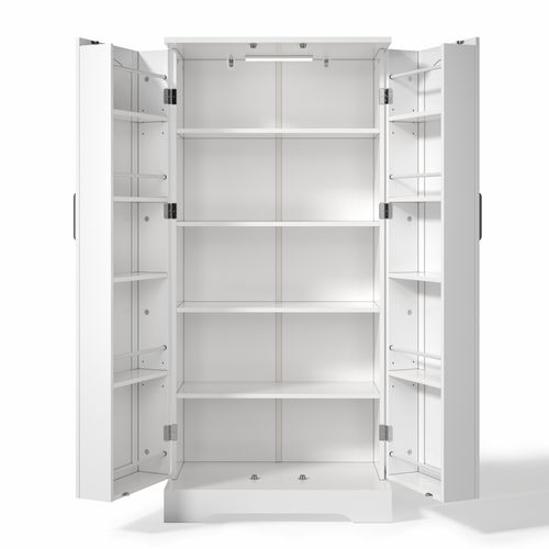 Buffet De Cuisine Avec LED Et 2 Portes Blanc