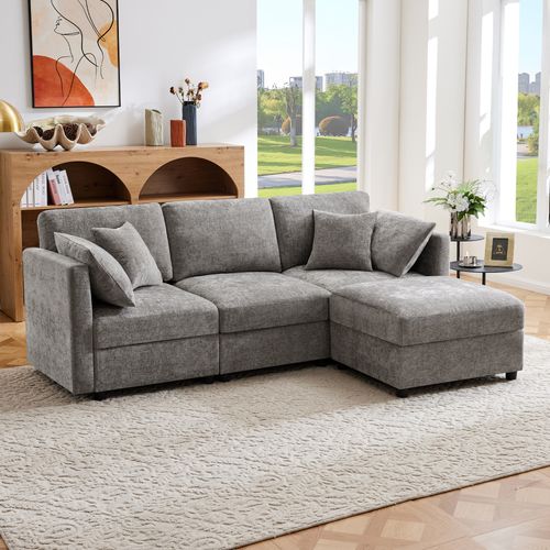 Canapé D'angle Convertible Méridienne Réversible Gris