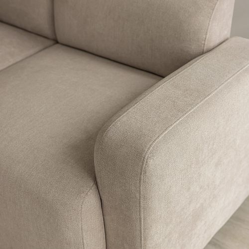 Canapé Fixe 3 Places Avec 2 Coussins Beige