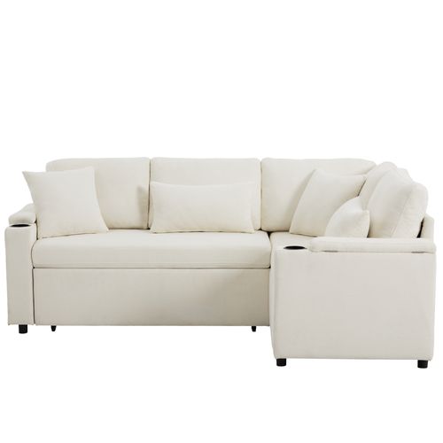 Canapé D'angle Convertible Méridienne Réversible Beige