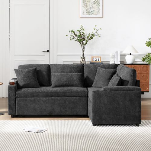 Canapé D'angle Convertible Méridienne Réversible Gris Foncé