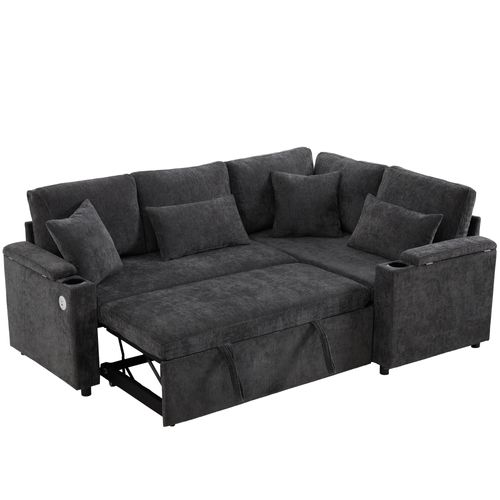 Canapé D'angle Convertible Méridienne Réversible Gris Foncé