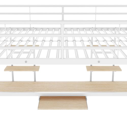 Lit Mezzanine 140 X 200cm Avec Bureau Et Étagère Blanc