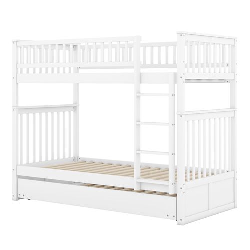 Lit Superposé 2 X 90 X 200cm Avec Lit Gigogne 90 X 190cm Blanc