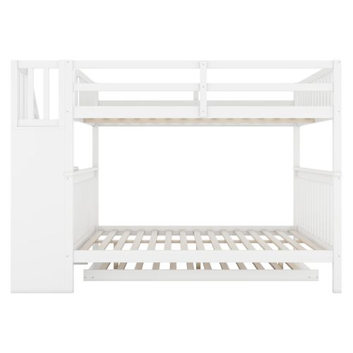 Lit Superposé 2 X 140 X 200cm Avec Lit Gigogne 90 X 190cm Blanc