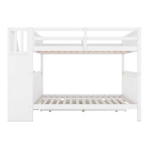 Lit Superposé 2 X 140 X 200cm Avec 2 Tiroirs Blanc